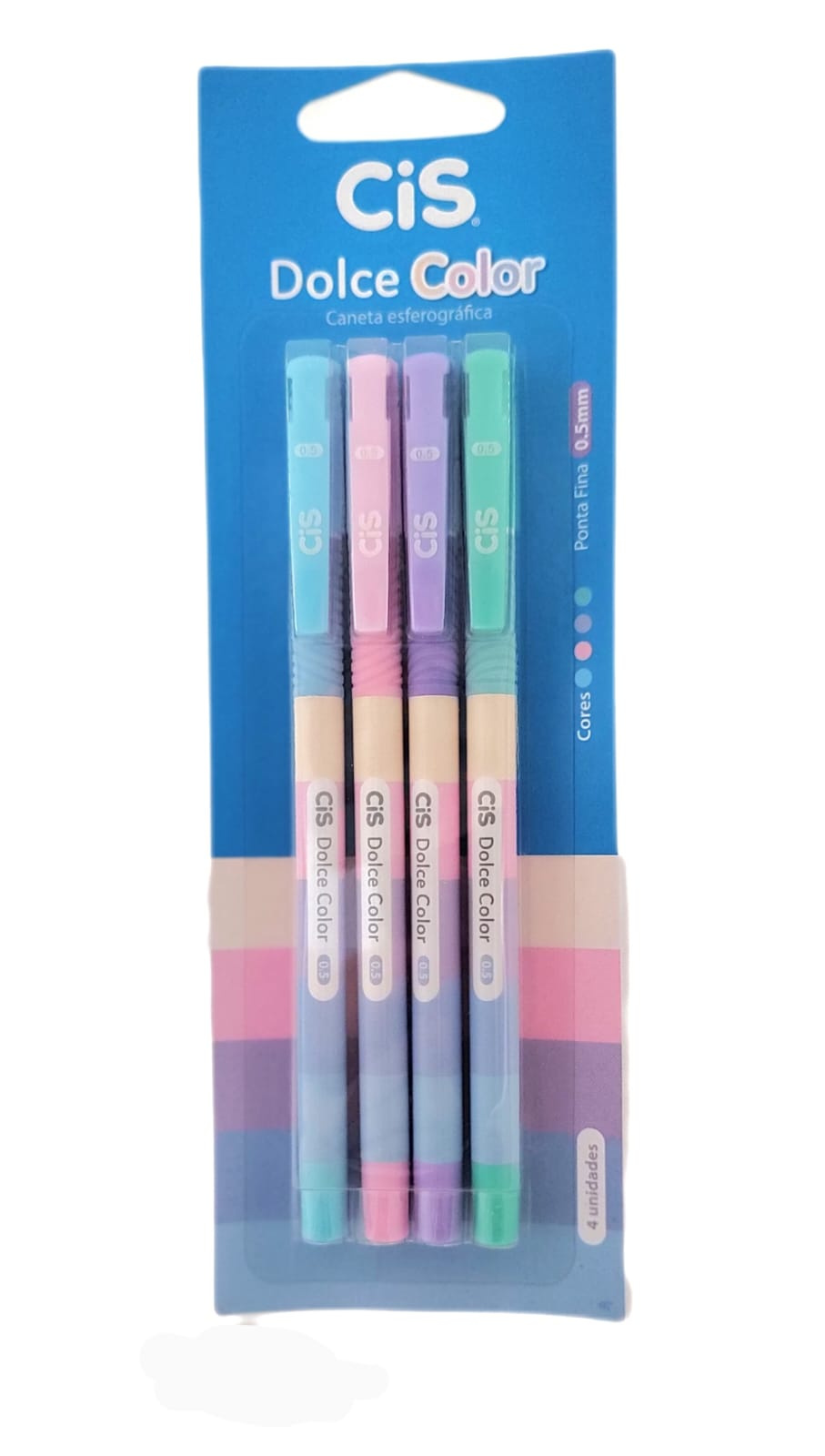 Kit Caneta Esferográfica Dolce Color 0.5mm - Cis - Blister C/ 4 Unidades