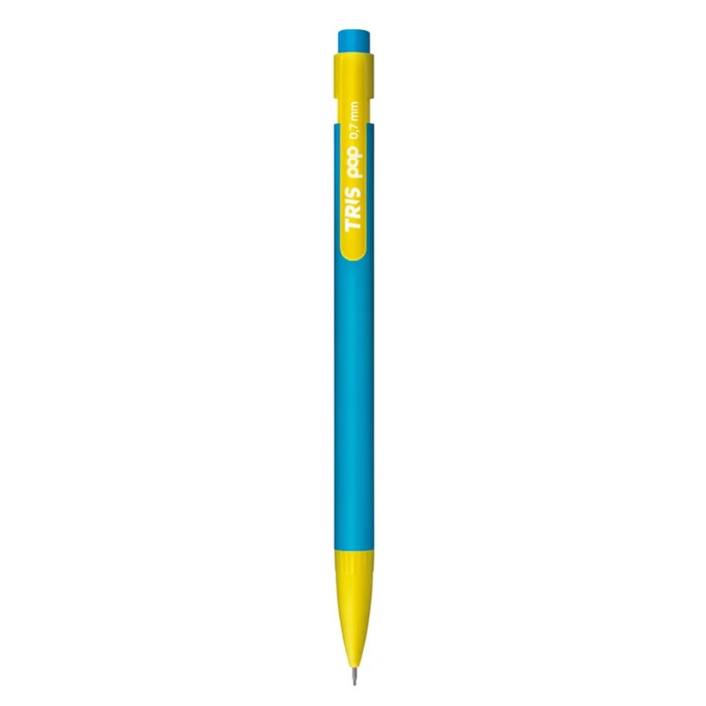 Lapiseira Tris Pop Recarregável 0,7mm - Azul C/ Amarelo