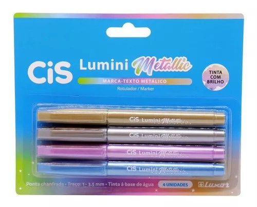 kit Marca Texto Cis Lumini Metallic - Kit C/ 4 Cores