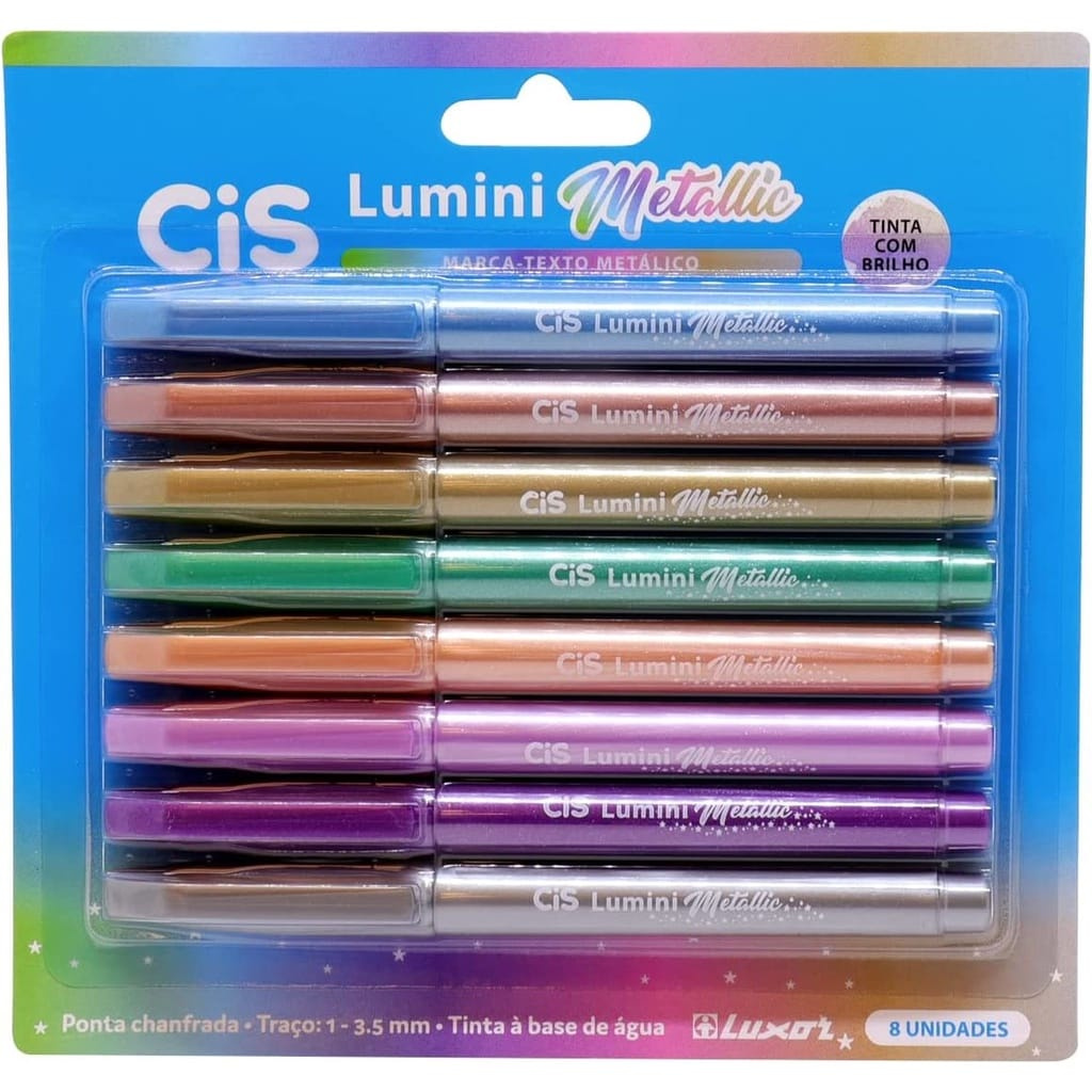 Kit Marca Texto Cis Lumini Metallic - Kit C/ 8 Cores