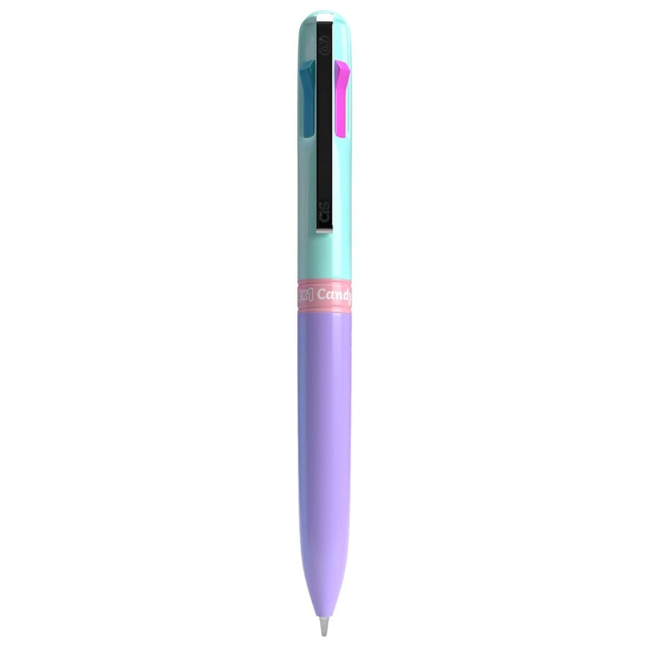 Caneta Esferográfica Candy  0.7mm 4 Em 1 Cis - Cores De Tinta (marrom, Rosa, Laranja, Turquesa) Corpo Verde