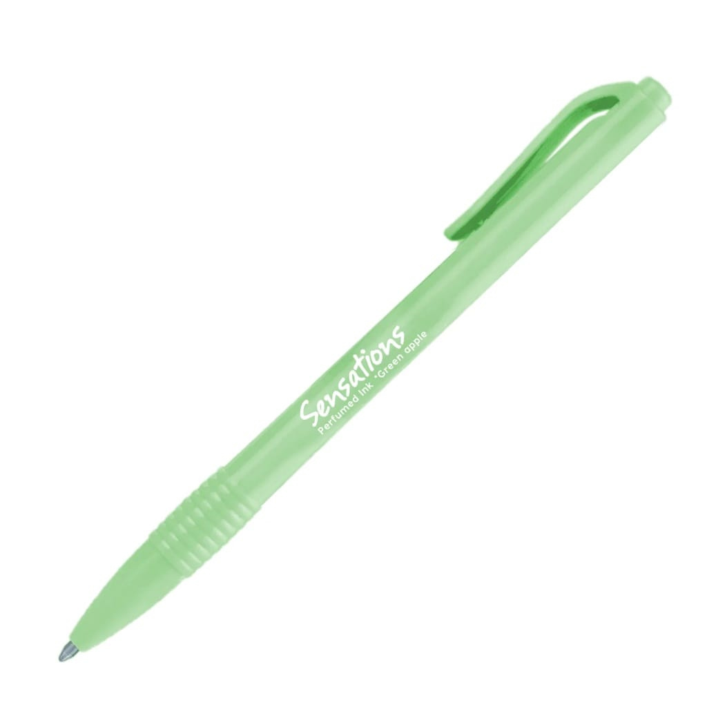 Caneta Esferográfica Clic Sensations Perfumada 0,7mm Newpen - Cor: Verde / Aroma: Maçã Verde/ligth Blue
