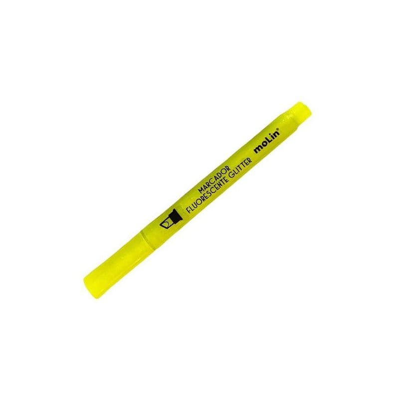 Marca Texto Fluorescente C/ Glitter - Molin - Amarelo