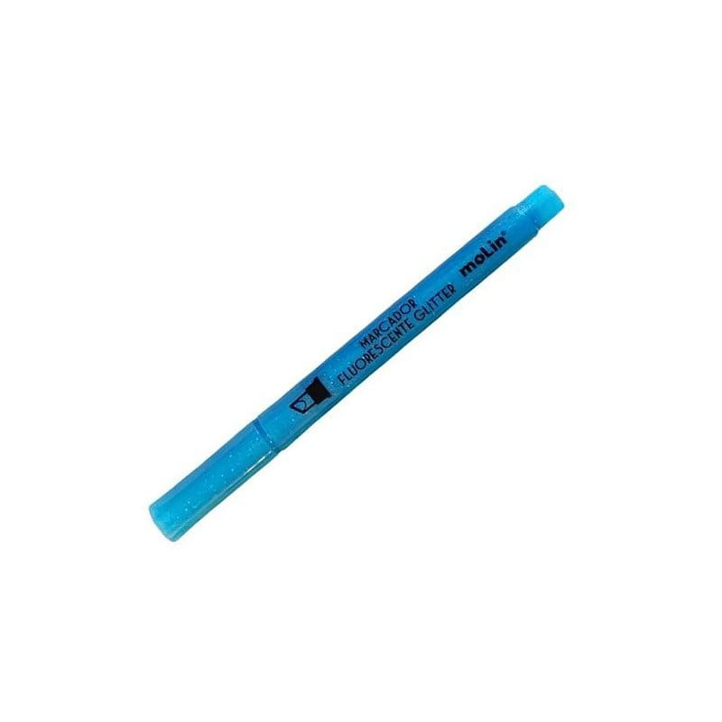 Marca Texto Fluorescente C/ Glitter - Molin - Azul