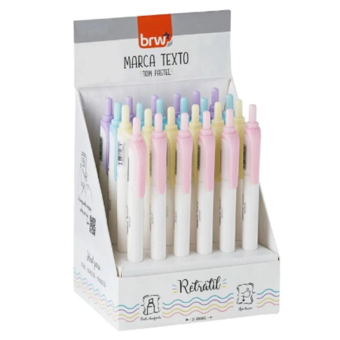 Marca Texto Retrátil Ponta Chanfrada Tom Pastel Brw - Amarelo