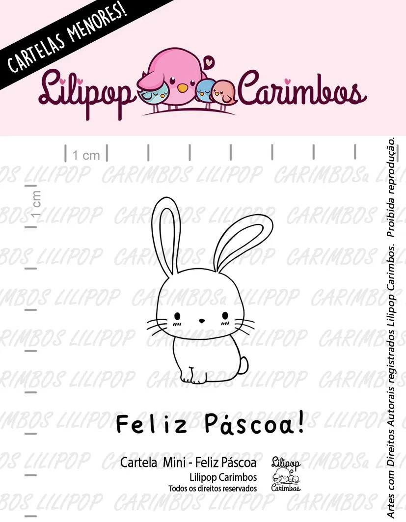Mini Cartela de Carimbos Em Silicone  Lilipop - Feliz Páscoa
