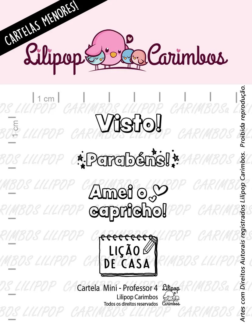 Mini Cartela de Carimbos Em Silicone  Lilipop - Professor 4