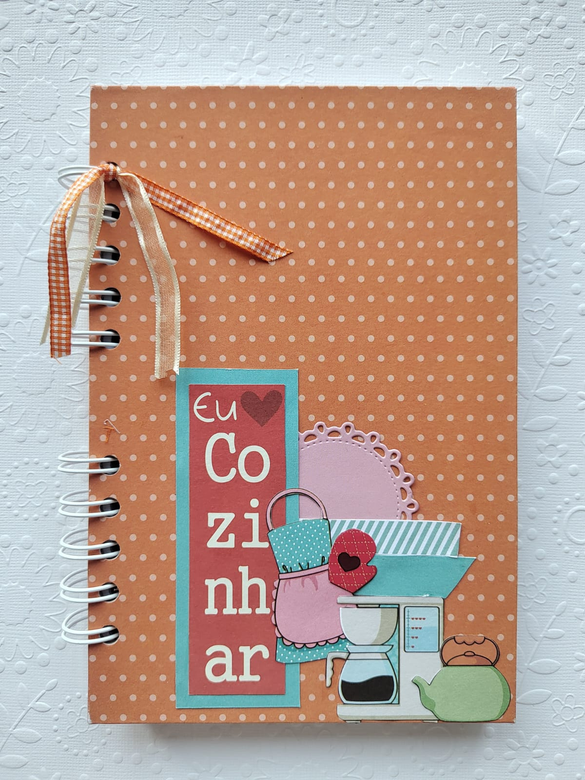 Caderno de Receitas Com Capa Decorada Em Scrapbook, Personalizada 13cm X 19,5cm - Peça única