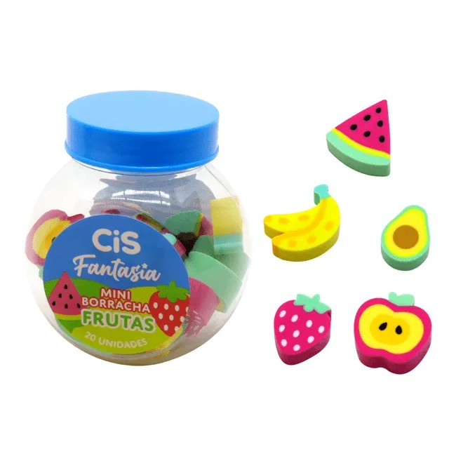 Borracha Cis Fantasia Mini Frutas Potinho C/20un