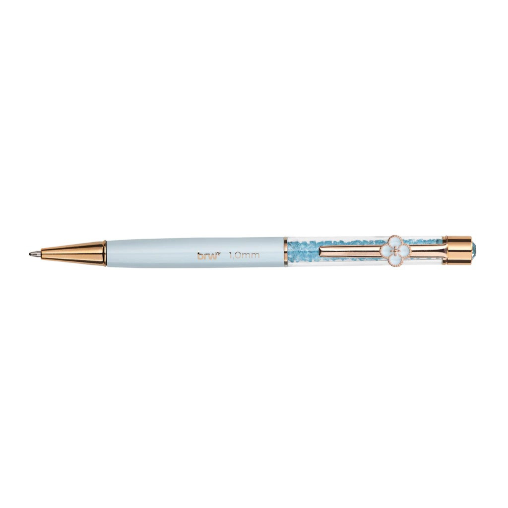 Caneta Esferográfica Metálica 1.0mm  Flowers  Brw - Corpo Azul