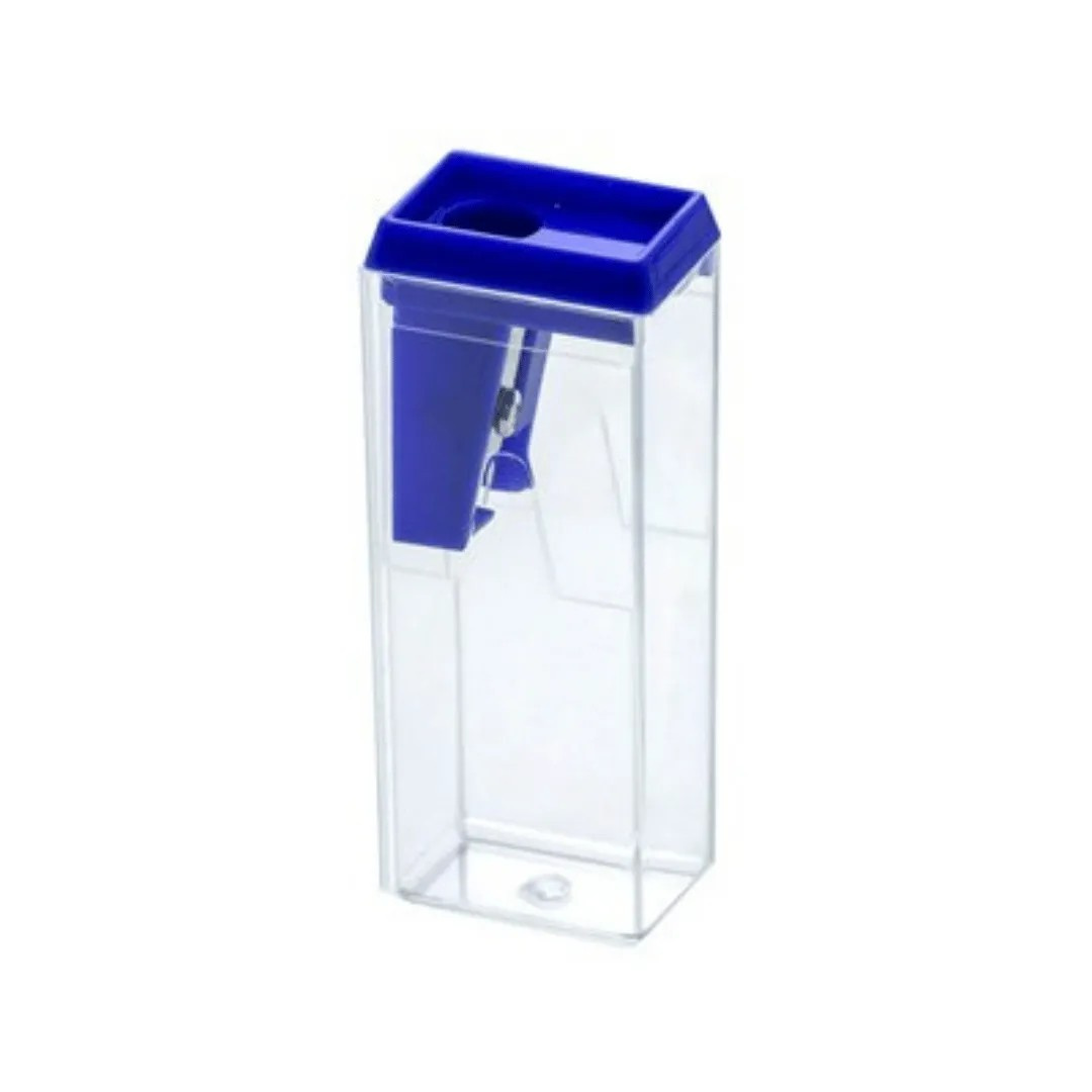 Apontador Plástico Retangular C/ Depósito  Brw - Azul